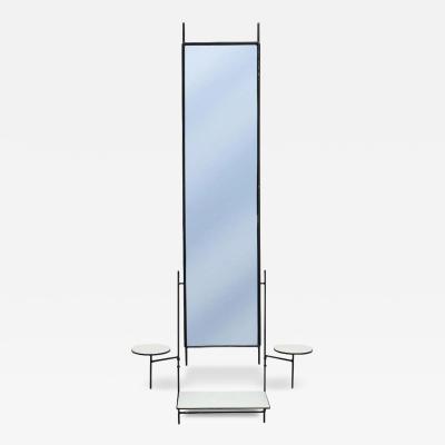 Paul McCobb Paul McCobb for Bryce Originals Mirror and Shelf Wrought Iron Milk Glass 1950s