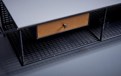 Paul McCobb Paul McCobb for Bryce Wall mounted Shelf with drawer in Wood Glass and Metal