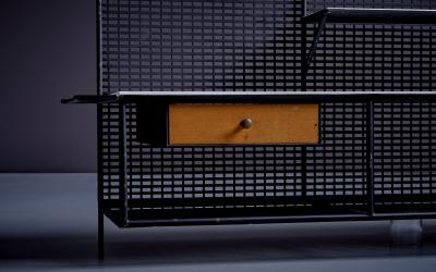 Paul McCobb Paul McCobb for Bryce Wall mounted Shelf with drawer in Wood Glass and Metal