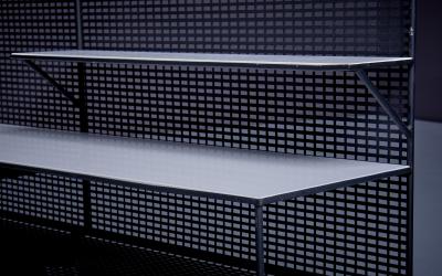 Paul McCobb Paul McCobb for Bryce Wall mounted Shelf with drawer in Wood Glass and Metal