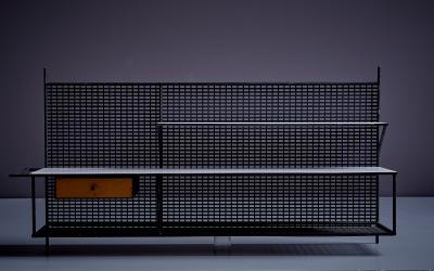 Paul McCobb Paul McCobb for Bryce Wall mounted Shelf with drawer in Wood Glass and Metal