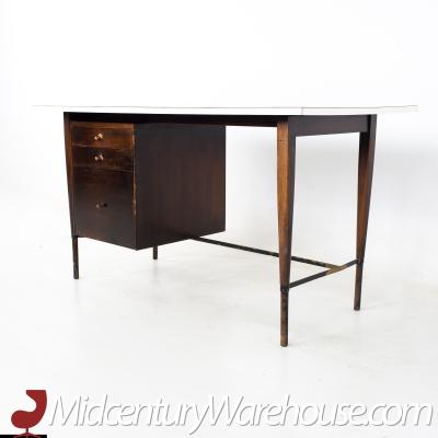 Paul McCobb Paul McCobb for Calvin Ebonized Mahogany Brass and White Laminate Desk