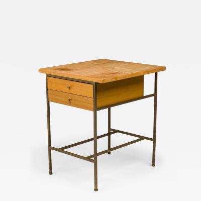 Paul McCobb Paul McCobb for Calvin Furniture Blond Wood and Brass Nightstand End Table