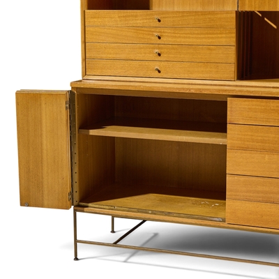 Paul McCobb Paul McCobb for Calvin Irwin Collection Mahogany and Brass Credenza and Hutch