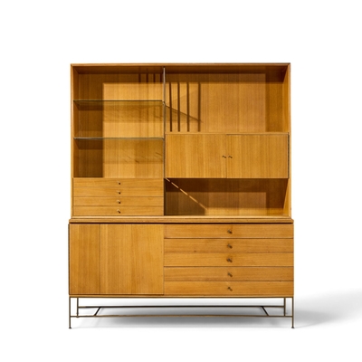 Paul McCobb Paul McCobb for Calvin Irwin Collection Mahogany and Brass Credenza and Hutch