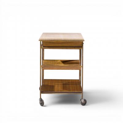 Paul McCobb Paul McCobb for Calvin Irwin Collection Travertine Brass and Mahogany Bar Cart