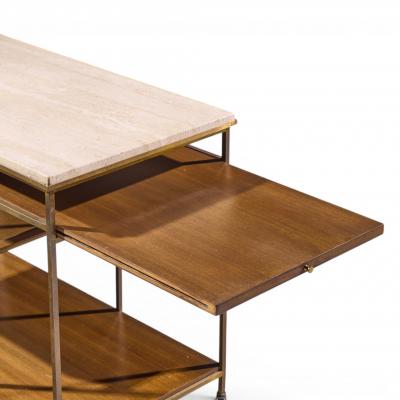 Paul McCobb Paul McCobb for Calvin Irwin Collection Travertine Brass and Mahogany Bar Cart