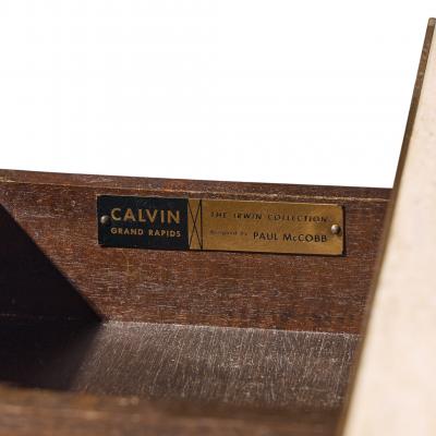 Paul McCobb Paul McCobb for Calvin Irwin Collection Travertine Brass and Mahogany Bar Cart