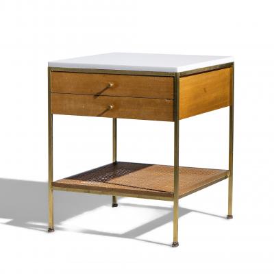 Paul McCobb Paul McCobb for Calvin Irwin Group 8714 Mahogany Cane Brass and Glass Nightstand