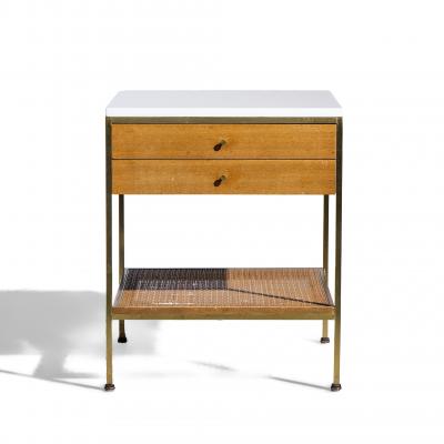 Paul McCobb Paul McCobb for Calvin Irwin Group 8714 Mahogany Cane Brass and Glass Nightstand