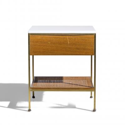 Paul McCobb Paul McCobb for Calvin Irwin Group 8714 Mahogany Cane Brass and Glass Nightstand
