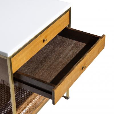 Paul McCobb Paul McCobb for Calvin Irwin Group 8714 Mahogany Cane Brass and Glass Nightstand