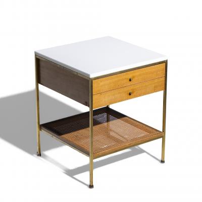 Paul McCobb Paul McCobb for Calvin Irwin Group 8714 Mahogany Cane Brass and Glass Nightstand