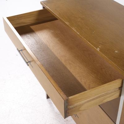 Paul McCobb Paul McCobb for Calvin Linear MCM Walnut and Aluminum 4 Drawer Highboy Dresser