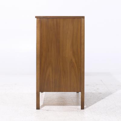 Paul McCobb Paul McCobb for Calvin Linear MCM Walnut and Aluminum 4 Drawer Highboy Dresser