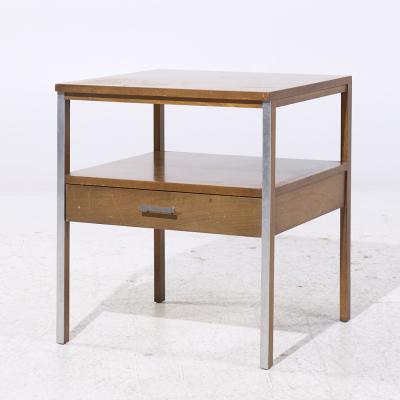 Paul McCobb Paul McCobb for Calvin Linear Mid Century Walnut and Aluminum Nightstand
