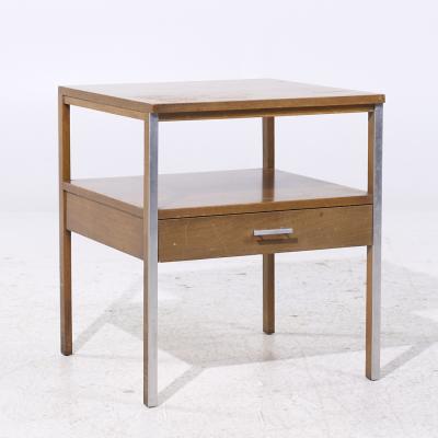 Paul McCobb Paul McCobb for Calvin Linear Mid Century Walnut and Aluminum Nightstand