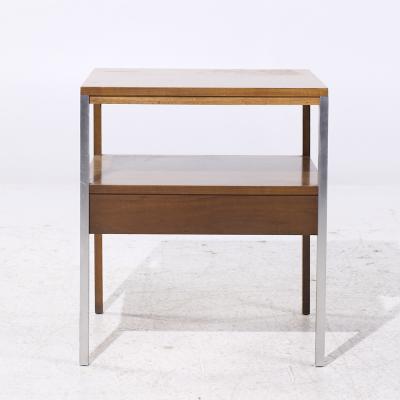Paul McCobb Paul McCobb for Calvin Linear Mid Century Walnut and Aluminum Nightstand