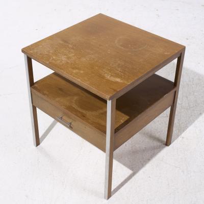 Paul McCobb Paul McCobb for Calvin Linear Mid Century Walnut and Aluminum Nightstand