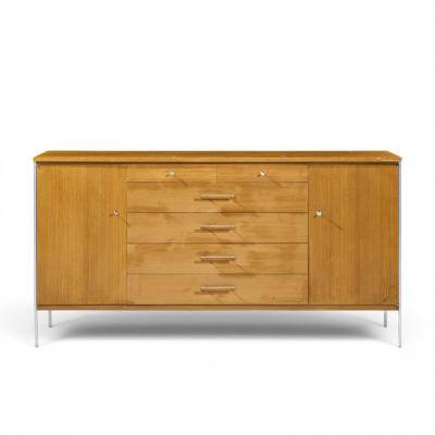 Paul McCobb Paul McCobb for Calvin Linear Mid Century Walnut and Stainless Steel Credenza