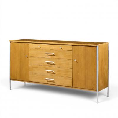 Paul McCobb Paul McCobb for Calvin Linear Mid Century Walnut and Stainless Steel Credenza