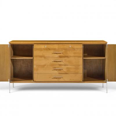 Paul McCobb Paul McCobb for Calvin Linear Mid Century Walnut and Stainless Steel Credenza