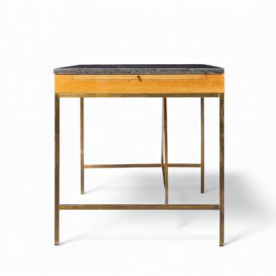 Paul McCobb Paul McCobb for Calvin Mid Century Bleached Mahogany Brass and Marble Top Desk