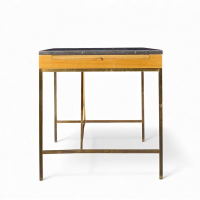 Paul McCobb Paul McCobb for Calvin Mid Century Bleached Mahogany Brass and Marble Top Desk