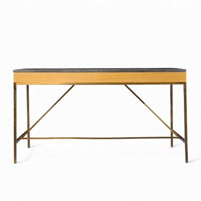 Paul McCobb Paul McCobb for Calvin Mid Century Bleached Mahogany Brass and Marble Top Desk