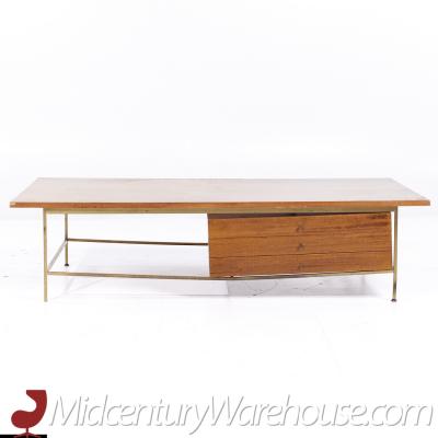 Paul McCobb Paul McCobb for Calvin Mid Century Bleached Mahogany and Brass Coffee Table
