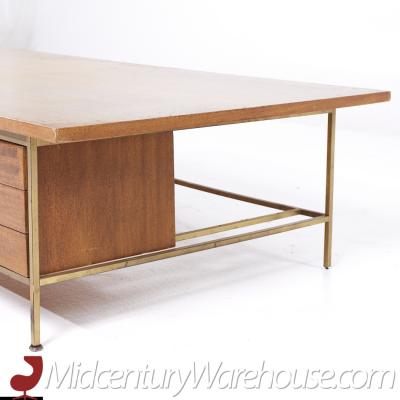 Paul McCobb Paul McCobb for Calvin Mid Century Bleached Mahogany and Brass Coffee Table