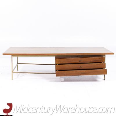 Paul McCobb Paul McCobb for Calvin Mid Century Bleached Mahogany and Brass Coffee Table