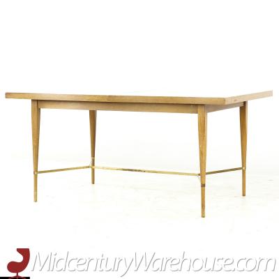 Paul McCobb Paul McCobb for Calvin Mid Century Brass and Mahogany Dining Table with Leaves