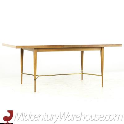 Paul McCobb Paul McCobb for Calvin Mid Century Brass and Mahogany Dining Table with Leaves