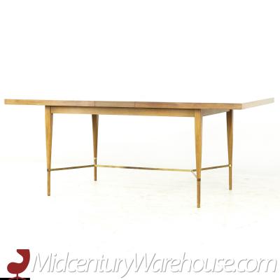 Paul McCobb Paul McCobb for Calvin Mid Century Brass and Mahogany Dining Table with Leaves