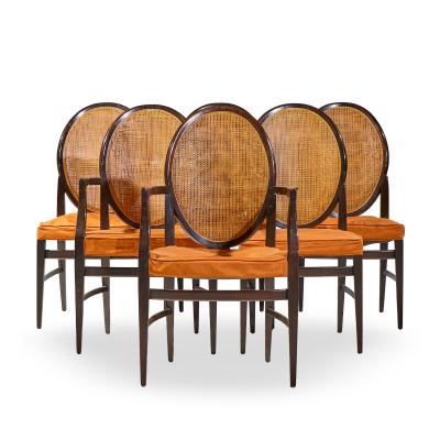 Paul McCobb Paul McCobb for Calvin Mid Century Double Cane Mahogany Dining Chair Set of 6