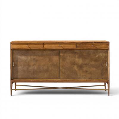 Paul McCobb Paul McCobb for Calvin Mid Century Mahogany and Brass Credenza