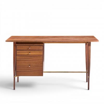 Paul McCobb Paul McCobb for Calvin Mid Century Mahogany and Brass Desk