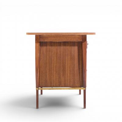 Paul McCobb Paul McCobb for Calvin Mid Century Mahogany and Brass Desk