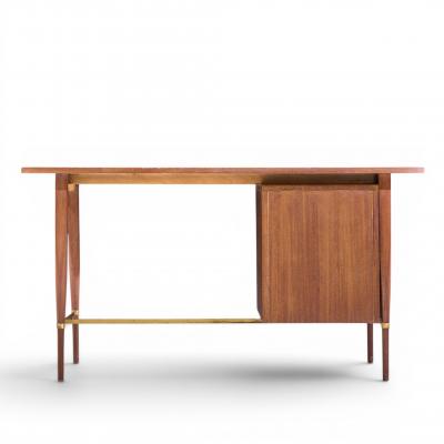 Paul McCobb Paul McCobb for Calvin Mid Century Mahogany and Brass Desk