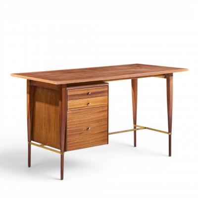 Paul McCobb Paul McCobb for Calvin Mid Century Mahogany and Brass Desk