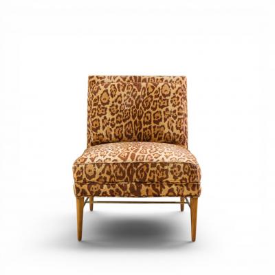 Paul McCobb Paul McCobb for Calvin Mid Century Walnut and Brass Chaise Lounge