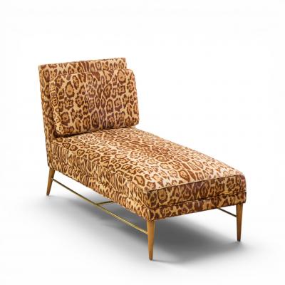 Paul McCobb Paul McCobb for Calvin Mid Century Walnut and Brass Chaise Lounge