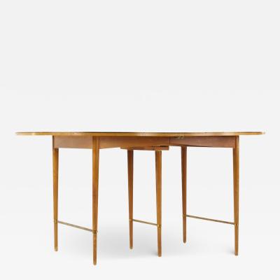 Paul McCobb Paul McCobb for Calvin Mid Century Walnut and Brass Dining Table with 6 Leaves