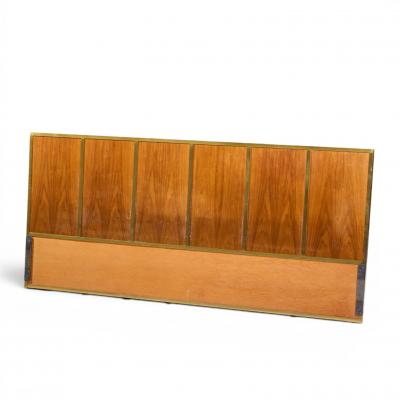 Paul McCobb Paul McCobb for Calvin Mid Century Walnut and Brass King Headboard
