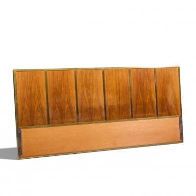 Paul McCobb Paul McCobb for Calvin Mid Century Walnut and Brass King Headboard