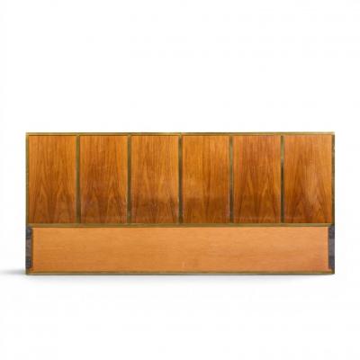 Paul McCobb Paul McCobb for Calvin Mid Century Walnut and Brass King Headboard