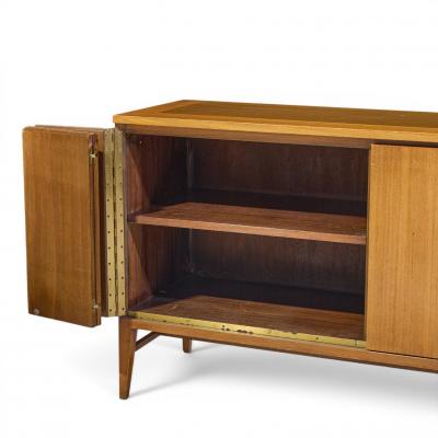 Paul McCobb Paul McCobb for Calvin Walnut and Brass Room Divider Credenza with Hutch