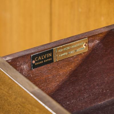 Paul McCobb Paul McCobb for Calvin Walnut and Brass Room Divider Credenza with Hutch