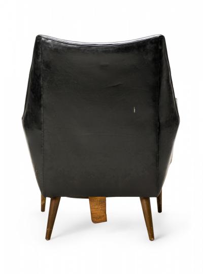 Paul McCobb Paul McCobb for Custom Craft Inc American Black Leather Lounge Armchair
